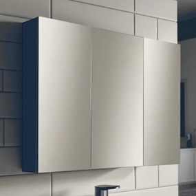 Specchio contenitore bagno a 3 ante 80xh60 cm in legno Blu Opaco