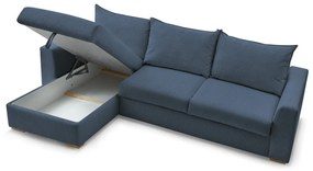 Divano angolare in blu scuro allungabile (con composizione variabile) con rivestimento in velluto a coste Augustin – Bobochic Paris