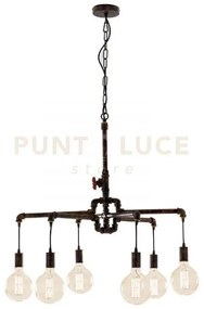 Lampadario a sospensione amarcord ruggine 6 luci attacco e27 71x146cm