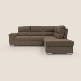 Minerva divano angolare con estraibile a cassettone e pouf contenitore in tessuto morbido impermeabile T02
