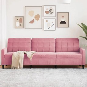 Divano A 3 Posti Rosa 210 Cm İn Velluto /