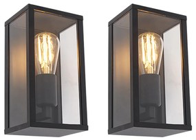 Set di 2 applique da parete industriali nere 26 cm IP44 - Charlois
