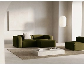 Divano angolare verde (con penisola a destra/con chaise lounge) con rivestimento in velluto a coste Bergamo – Cosmopolitan Design