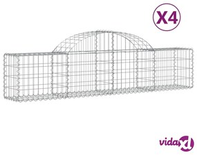 vidaXL Cesti Gabbioni ad Arco 4 pz 200x30x40/60 cm Ferro Zincato