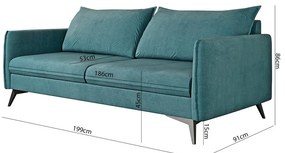 Divano color petrolio 199 cm Juli Bis - Ropez