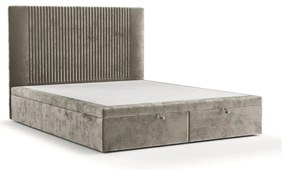 Letto matrimoniale imbottito beige con spazio contenitivo 200x200 cm Mavel - Maison de Rêve