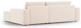 Divano angolare beige allungabile/con contenitore (con penisola a destra/con chaise lounge) con rivestimento in velluto Jodie – Micadoni
