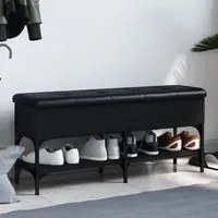 Panca Porta Scarpe Nera 102x32x45 cm in Legno Multistrato 835177