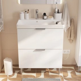 Mobile bagno a terra con lavabo e colonna L 71.2 x H 81.8 x P 39.6 cm in truciolare 2 cassetti, top incluso