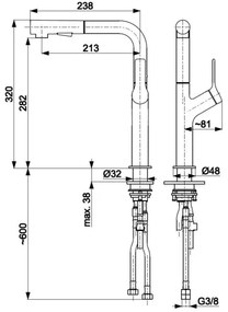 KFA Armatura 6623-220-22- Rubinetto lavello con doccetta estraibile DUERO DESIGN acciaio inossidabile