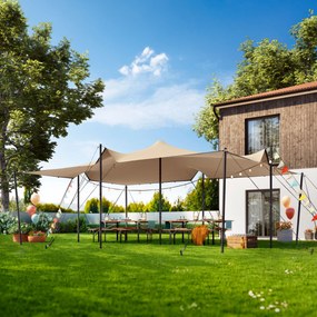 TOOLPORT Tenda stretch 4,5 x 6 m, set di pali in acciaio incluso, color sabbia - (1700)