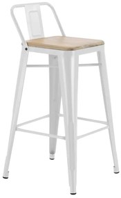 Sgabello da giardino in acciaio bianco Oxford, seduta in legno