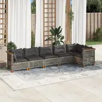 Set Divano da Giardino 6 pz con Cuscini Grigio in Polyrattan 3261849