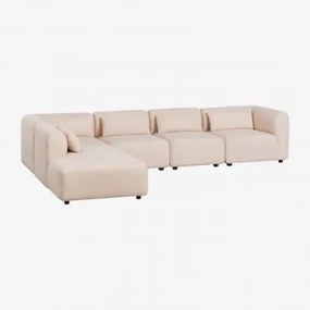 Divano Modulare Fogler In 5 Pezzi Con Chaise Lounge A Sinistra Ciniglia Crema Beige - Sklum