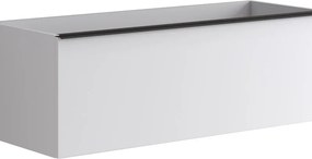 Mobile da bagno sospeso sotto lavabo Pixel plain 1 cassetto L 120 x H 40 x P 45.5 cm bianco laccato opaco, con maniglia nero opaco