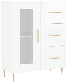 Credenza 69,5x34x90 cm in legno multistrato bianco lucido