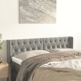 Testiera Ad Orecchio Grigio Chiaro 147x16x78/88 Cm İn Velluto /