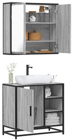 Set Mobili Da Bagno 2 Pz Grigio Sonoma İn Legno Multistrato /