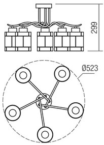 Redo 02-888 - Lampadario a plafone DEKOR 5xE27/42W/230V diametro 52,3 cm bronzo