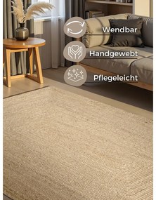 Tappeto colore naturale chiaro in iuta reversibile e tessuto a mano 80x150 cm Sharmila Natural White – Hanse Home