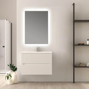 Mobile bagno 80 cm bianco opaco cannettato Riga