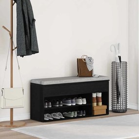 Scarpiera Rovere Nero 102x30,5x45 Cm İn Legno Multistrato /
