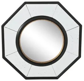 Specchio da parete Home ESPRIT Nero Dorato Legno Finitura invecchiata 65 x 5 x 65 cm