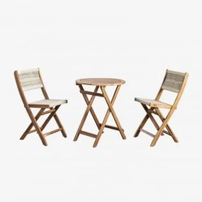Set tavolo rotondo (Ø60 cm) e 2 sedie da giardino pieghevoli in - Sklum