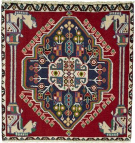 Shiraz Tappeto 60x60 Rosso (Iran) Annodato A Mano