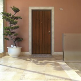 Porta blindata YALE Panther L 90 x H 210 cm in melaminico noce scuro/bianco, apertura spingere a sinistra, falso telaio incluso