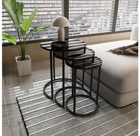 SET 3x Tavolino ALYA diametro 34/42/50 cm nero