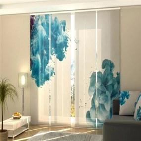 Set di 4 Tende a Pannello Schizzi di Vernice Blu cm.60x300  Colore Azzurro, Dimensioni e Misure cm 60x300