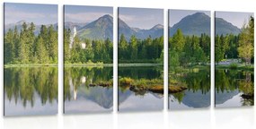 Quadri 5 pezzi – Splendido panorama montano al lago