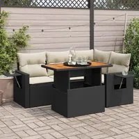 Set Divani da Giardino 5 pz con Cuscini in Polyrattan Nero 3327143