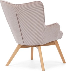 Poltrona rosa chiaro con rivestimento in velluto a coste Niko – Ropez