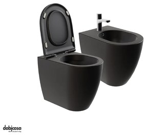 Azzurra Ceramica "Comoda" Coppia Di Sanitari Da Terra In Ceramica Nero Opaco