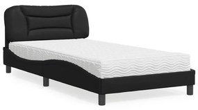 Letto con materasso nero 100x200 cm in similpelle