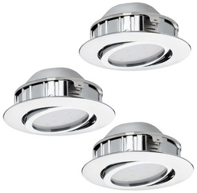 Faretto Ad Incasso Contemporaneo Pineda Policarbonato Cromo 3 Luci Led 5,5W