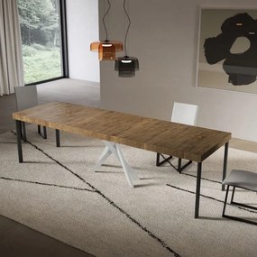 Consolle allungabile Libo Premium - Noce gambe bianche 90x40/300 cm