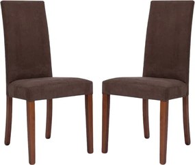 Sedia imbottita Denver in tessuto Marrone gamba noce - Set 2