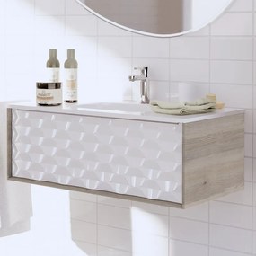Mobile sottolavabo e lavabo Neo per vasca centrale rovere grigio/bianco 3d L 90 x H 32 x P 48 cm