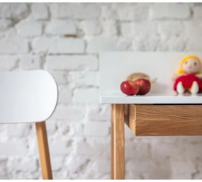 Scrivania bianca con base in frassino, lunghezza 65 cm Luka - Ragaba