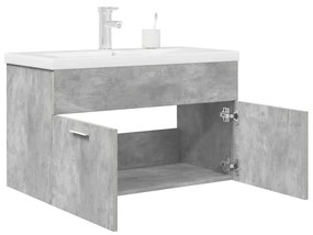 Mobile Da Bagno Con Lavabo Integrato E Rubinetto Grigio Cemento /