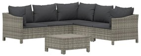 Set divani da giardino 6 pz con cuscini in polyrattan grigio