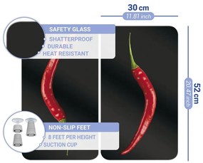 Set di 2 copri stufe in vetro, 52 x 30 cm Peperoni - Wenko