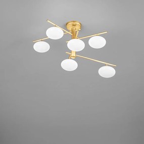 Plafoniera 6 luci in oro  satinato - 261.366-  collezione Dolce di Metal Lux Bianco
