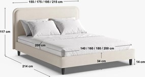 Letto matrimoniale imbottito arancione con rete inclusa 200x200 cm Aveline – Micadoni