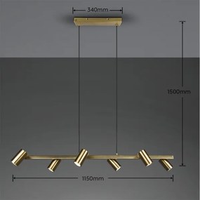 Trio - Lampadario a cavo MARLEY 6xGU10/35W/230V ottone