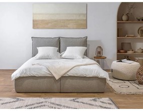 Letto matrimoniale beige imbottito con spazio contenitivo con griglia inclusa 160x200 cm Garance – Bobochic Paris