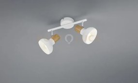 Latika barra 2 spots metallo bianco ed effetto legno l. 30cm attacc...